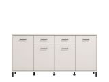 Credenza Bianco Crema Nero 2 Cassetti 4 Ripiani 183x40x90h cm, Apertura Battente, Scorrevole - Grondona