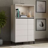 Credenza Bianco Crema Nero 2 Ripiani 3 Vani 74x40x135h cm, 2 Ante - Cosoleto