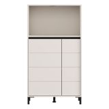 Credenza Bianco Crema Nero 2 Ripiani 3 Vani 74x40x135h cm, 2 Ante - Cosoleto