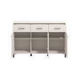 Credenza Bianco Crema Nero 3 Cassetti 3 Ripiani 138x40x90h cm, Apertura Battente e Scorrevole - Laerru