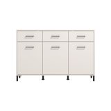 Credenza Bianco Crema Nero 3 Cassetti 3 Ripiani 138x40x90h cm, Apertura Battente e Scorrevole - Laerru