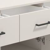 Credenza Bianco Crema Nero 3 Cassetti 3 Ripiani 138x40x90h cm, Apertura Battente e Scorrevole - Laerru