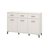 Credenza Bianco Crema Nero 3 Cassetti 3 Ripiani 138x40x90h cm, Apertura Battente e Scorrevole - Laerru