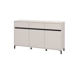 Credenza Bianco Crema Nero 3 Cassetti 3 Ripiani 157x40x90h cm, Apertura Battente e Scorrevole - Giarre
