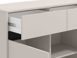 Credenza Bianco Crema Nero 3 Cassetti 3 Ripiani 157x40x90h cm, Apertura Battente e Scorrevole - Giarre