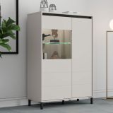 Credenza Bianco Crema Nero 4 Ripiani 6 Vani 93x40x135h cm, 2 Ante - Vignate