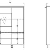 Credenza Bianco Crema Nero 4 Ripiani 6 Vani 93x40x135h cm, 2 Ante - Vignate