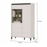 Credenza Bianco Crema Nero 4 Ripiani 6 Vani 93x40x135h cm, 2 Ante - Vignate