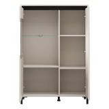 Credenza Bianco Crema Nero 4 Ripiani 6 Vani 93x40x135h cm, 2 Ante - Vignate