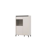 Credenza Bianco Crema Nero 4 Ripiani 6 Vani 93x40x135h cm, 2 Ante - Vignate
