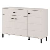Credenza Bianco Crema Nero un Cassetto 2 Ripiani 116x35x78h cm, Apertura Battente, Scorrevole - Djanet