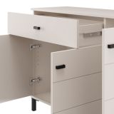 Credenza Bianco Crema Nero un Cassetto 2 Ripiani 116x35x78h cm, Apertura Battente, Scorrevole - Djanet