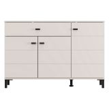 Credenza Bianco Crema Nero un Cassetto 2 Ripiani 116x35x78h cm, Apertura Battente, Scorrevole - Djanet