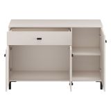 Credenza Bianco Crema Nero un Cassetto 2 Ripiani 116x35x78h cm, Apertura Battente, Scorrevole - Djanet