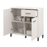 Credenza Bianco Crema Nero un Cassetto 2 Ripiani 93x40x90h cm, Apertura Battente, Scorrevole - Laerruu