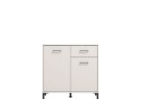 Credenza Bianco Crema Nero un Cassetto 2 Ripiani 93x40x90h cm, Apertura Battente, Scorrevole - Laerruu