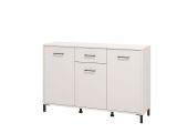 Credenza Bianco Crema Nero un Cassetto 3 Ripiani 138x40x90h cm, Apertura Battente e Scorrevole - Laerru