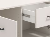 Credenza Bianco Crema Nero un Cassetto 3 Ripiani 138x40x90h cm, Apertura Battente e Scorrevole - Laerru