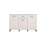 Credenza Bianco Crema Nero un Cassetto 3 Ripiani 138x40x90h cm, Apertura Battente e Scorrevole - Laerru
