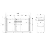 Credenza Bianco Crema Nero un Cassetto 3 Ripiani 147.5x41.5x91.5h cm, Apertura Battente e Scorrevole - Perca