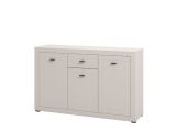 Credenza Bianco Crema Nero un Cassetto 3 Ripiani 147.5x41.5x91.5h cm, Apertura Battente e Scorrevole - Perca