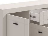 Credenza Bianco Crema Nero un Cassetto 3 Ripiani 147.5x41.5x91.5h cm, Apertura Battente e Scorrevole - Perca