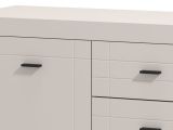 Credenza Bianco Crema Nero un Cassetto 3 Ripiani 147.5x41.5x91.5h cm, Apertura Battente e Scorrevole - Perca