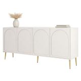Credenza Bianco Crema oro 2 Ripiani 4 Vani 180x35x80h cm, 4 Ante - Torno