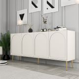 Credenza Bianco Crema oro 2 Ripiani 4 Vani 180x35x80h cm, 4 Ante - Torno
