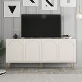 Credenza Bianco Crema oro 2 Ripiani 4 Vani 180x35x80h cm, 4 Ante - Torno