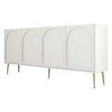 Credenza Bianco Crema oro 2 Ripiani 4 Vani 180x35x80h cm, 4 Ante - Torno