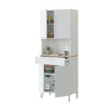 Credenza- bianco e rovere con cassetto 72x186h cm - Dicentra