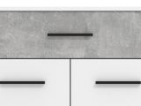 Credenza Bianco Grigio Cemento un Cassetto 2 Ripiani 119x33x80.5h cm, Apertura Battente e Scorrevole - Sanza