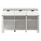 Credenza Bianco Grigio Chiaro 3 Ripiani 3 Cassetti 138x40x90.5h cm, 3 Ante - Paglieta