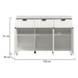 Credenza Bianco Grigio Chiaro 3 Ripiani 3 Cassetti 138x40x90.5h cm, 3 Ante - Paglieta