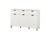Credenza Bianco Grigio Chiaro 3 Ripiani 3 Cassetti 138x40x90.5h cm, 3 Ante - Paglieta
