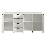 Credenza Bianco Grigio Chiaro 3 Ripiani 4 Cassetti 182.5x40x90.5h cm, 3 Ante - Paglieta