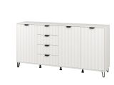 Credenza Bianco Grigio Chiaro 3 Ripiani 4 Cassetti 182.5x40x90.5h cm, 3 Ante - Paglieta
