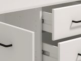 Credenza Bianco Grigio Chiaro 3 Ripiani 4 Cassetti 182.5x40x90.5h cm, 3 Ante - Paglieta
