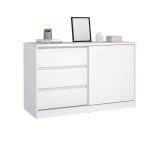 Credenza bianco lucida 118x50x75h cm 1 anta e 3 cassetti - Bebinca
