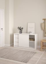 Credenza bianco lucida 118x50x75h cm 1 anta e 3 cassetti - Bebinca