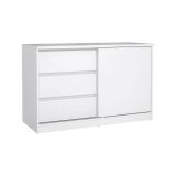 Credenza bianco lucida 118x50x75h cm 1 anta e 3 cassetti - Bebinca