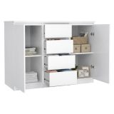 Credenza bianco lucida 120x50x90h cm 2 ante e 4 cassetti - Angelika