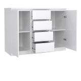 Credenza bianco lucida 120x50x90h cm 2 ante e 4 cassetti - Angelika