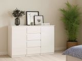 Credenza bianco lucida 120x50x90h cm 2 ante e 4 cassetti - Angelika