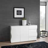Credenza bianco lucida 124x40x81h cm 2 ante e 4 cassetti - Aksa