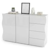 Credenza bianco lucida 124x40x81h cm 2 ante e 4 cassetti - Aksa