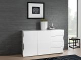 Credenza bianco lucida 124x40x81h cm 2 ante e 4 cassetti - Aksa