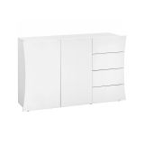 Credenza bianco lucida 124x40x81h cm 2 ante e 4 cassetti - Athos