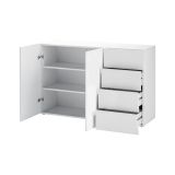 Credenza bianco lucida 124x40x81h cm 2 ante e 4 cassetti - Athos